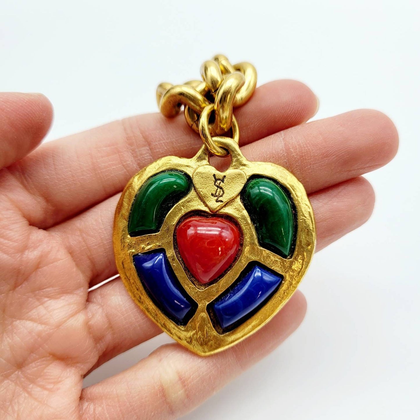 Vintage  Yves Saint Laurent multicolored stone heart Bracelet - Secondista
