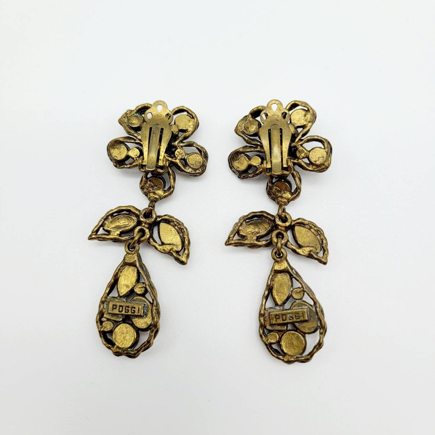 Vintage French Poggi multicolor flower dangle Earrings - Secondista