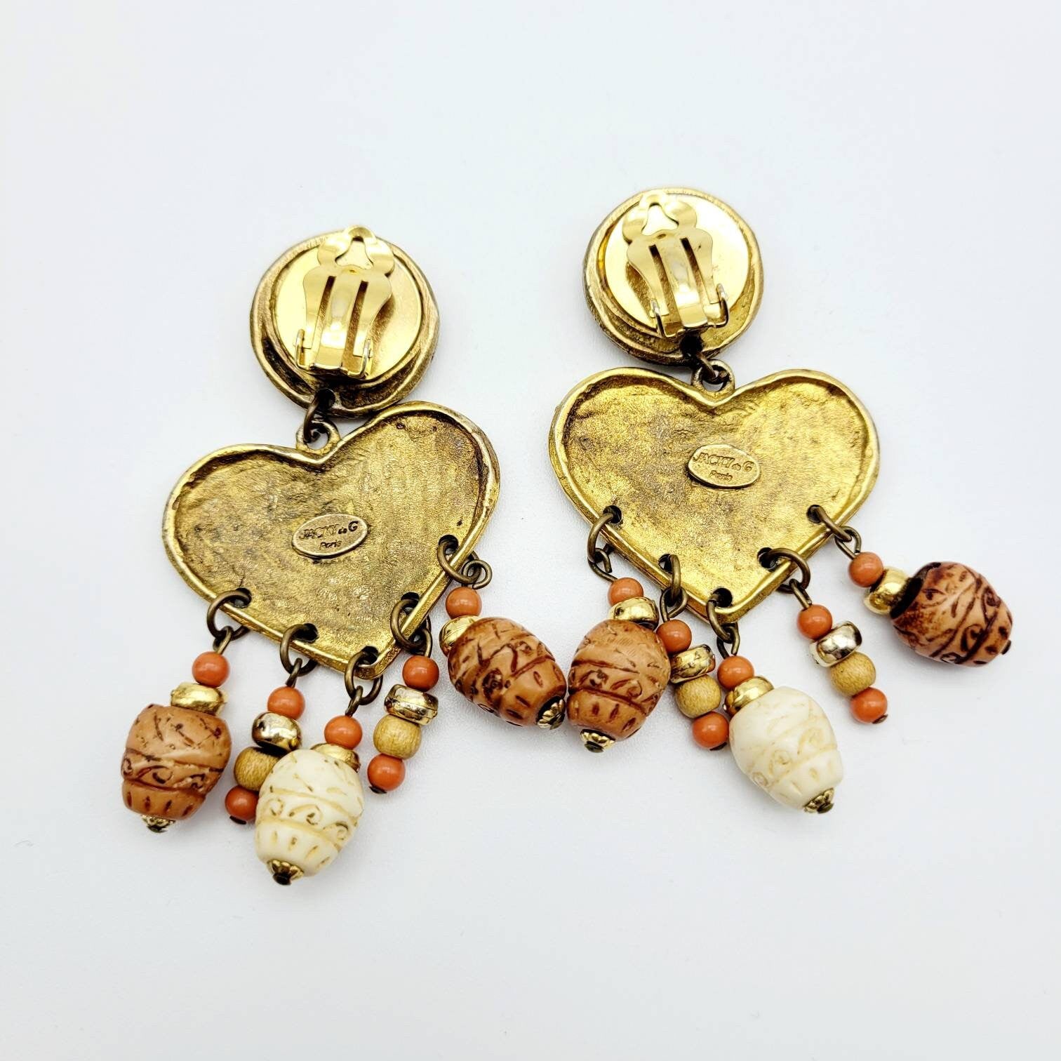 Vintage Jacky De G heart dangle Earrings - Secondista