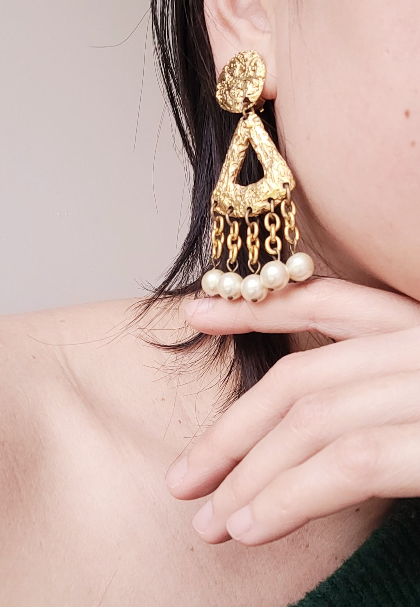 Vintage Jacky De G dangle faux pearl Earrings - Secondista