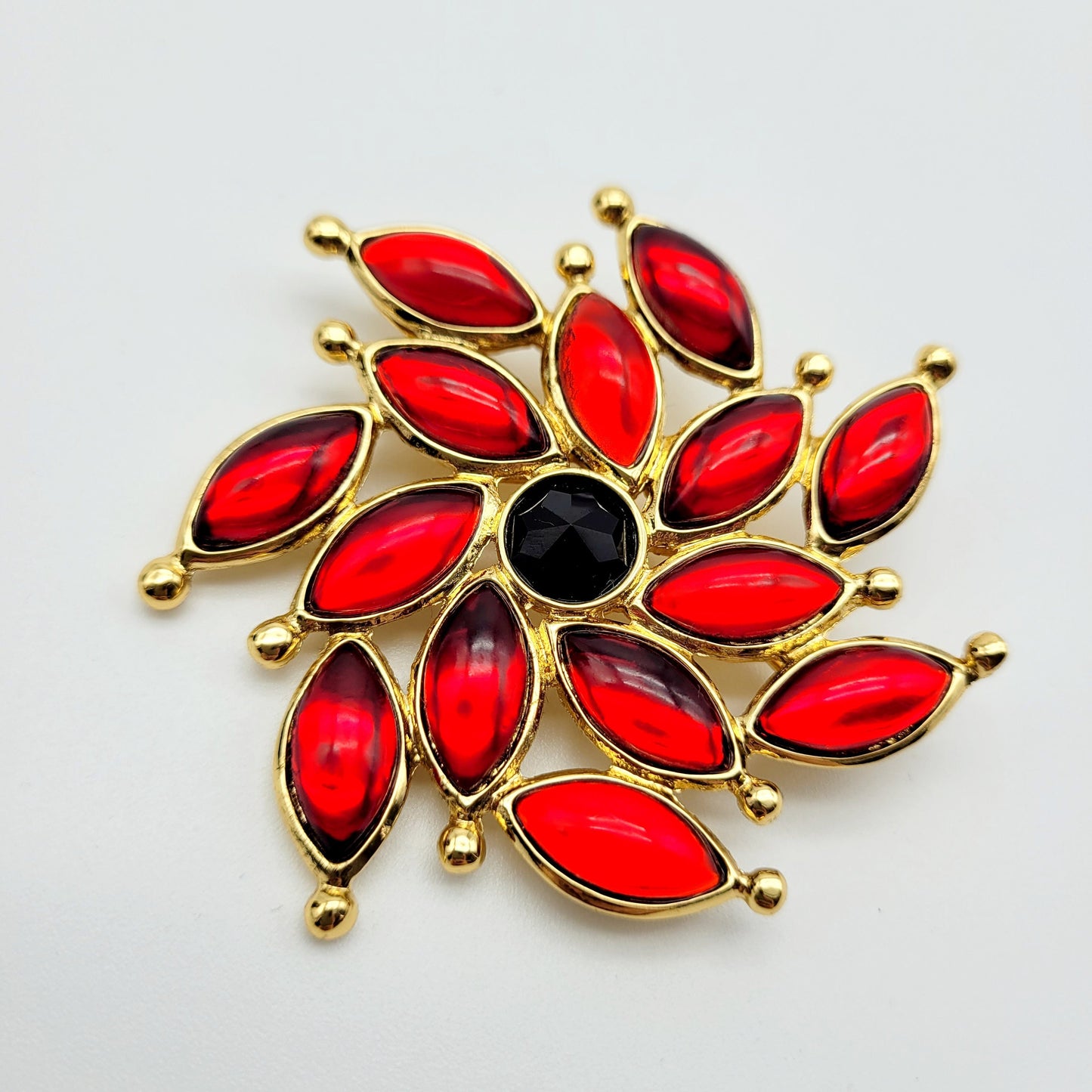 Vintage  Yves Saint Laurent red flower Brooch - Secondista