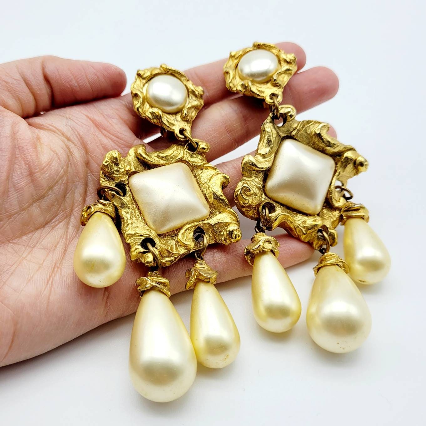 Vintage Jacky De G faux pearl dangle Earrings - Secondista