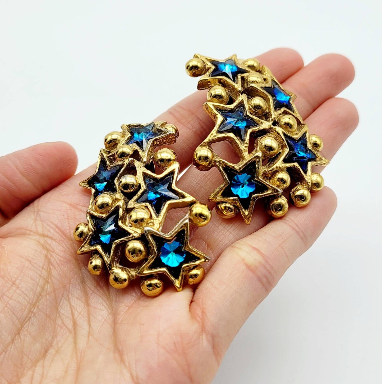 Vintage Guy Laroche blue star Earrings - Secondista