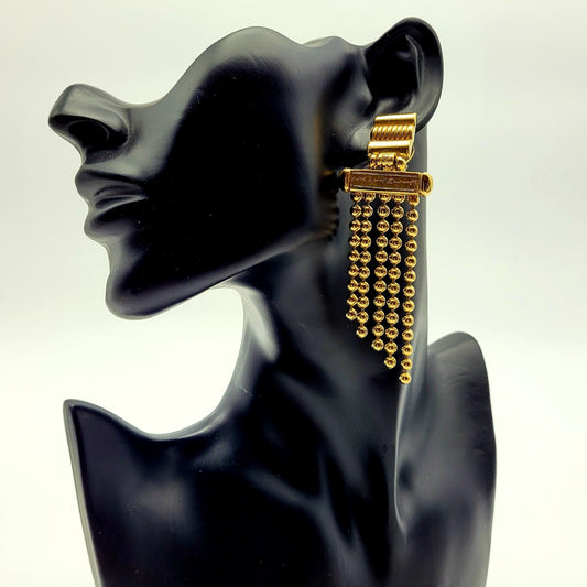 Vintage Yves Saint Laurent multi ball Chain dangle Earrings - Secondista