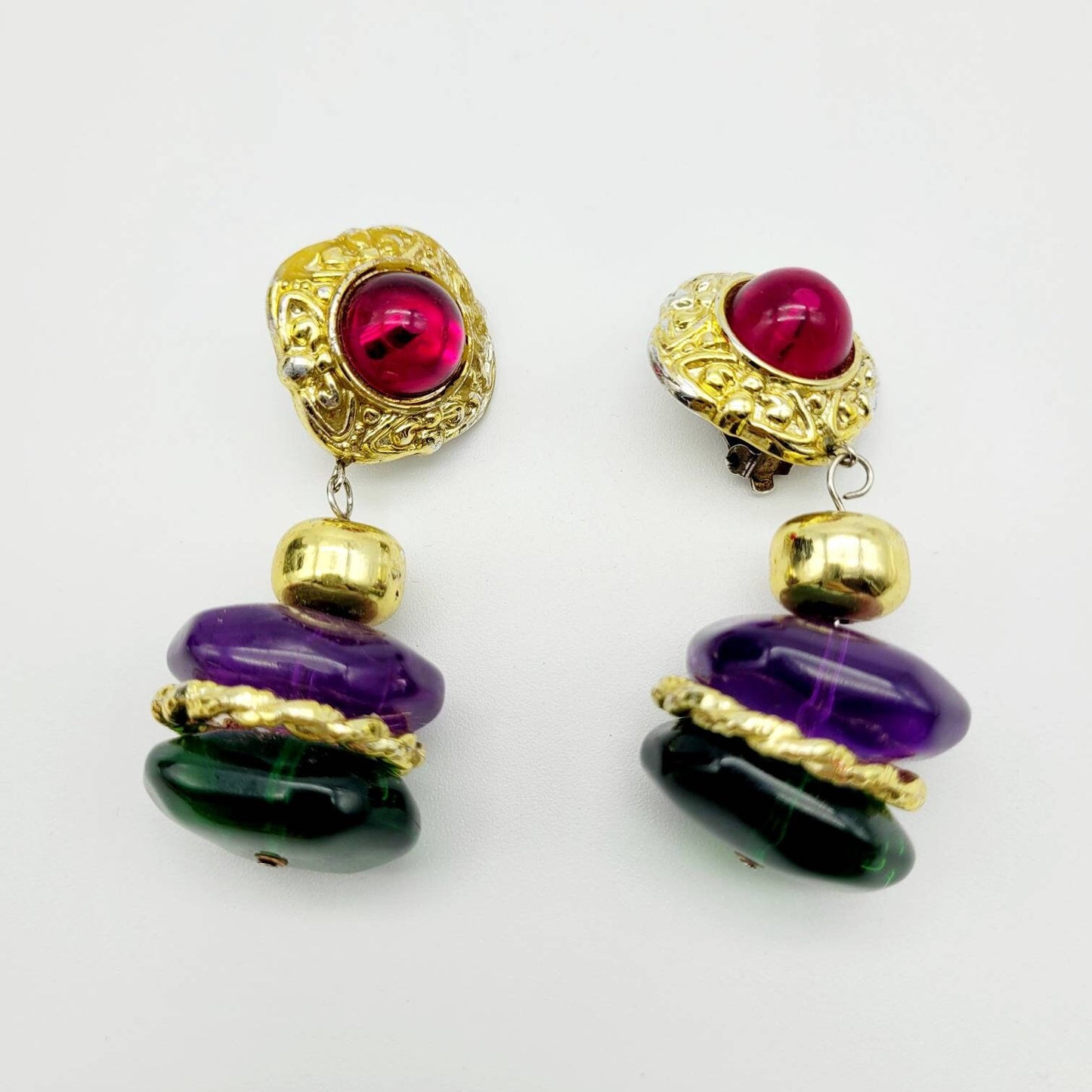 Vintage Unsigned French cabochon Earrings - Secondista