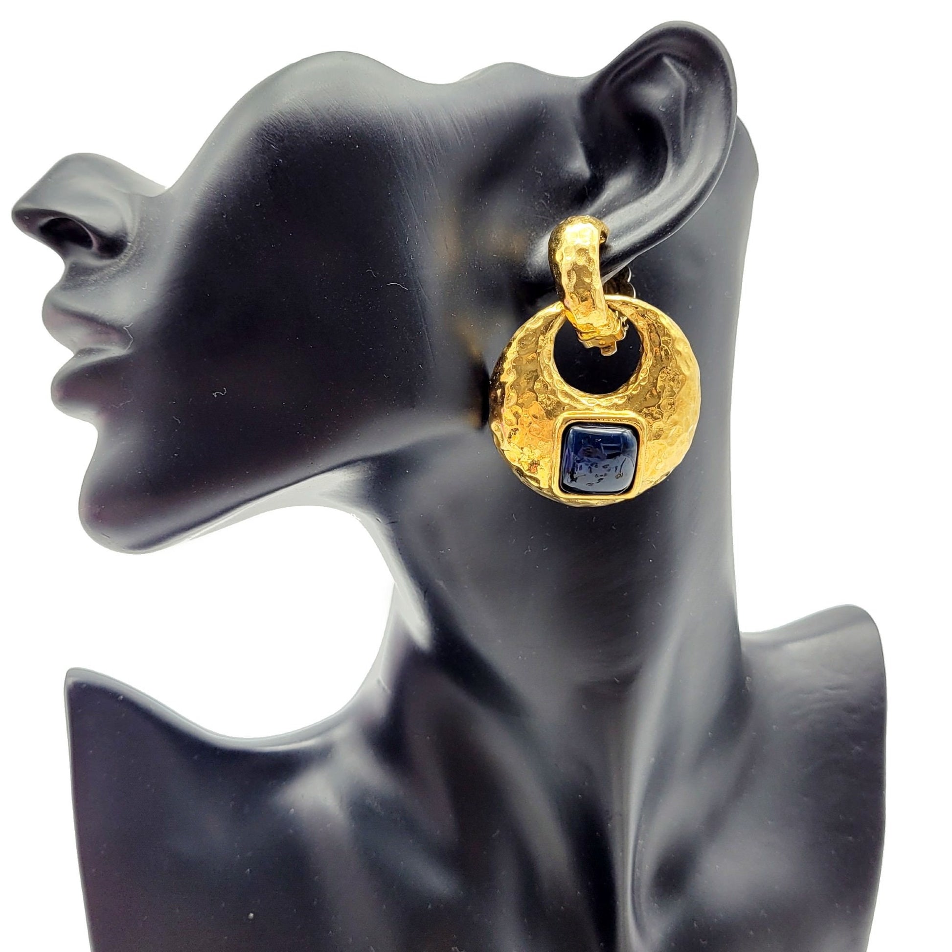 Vintage Yves Saint Laurent glass cabochon Earrings - Secondista