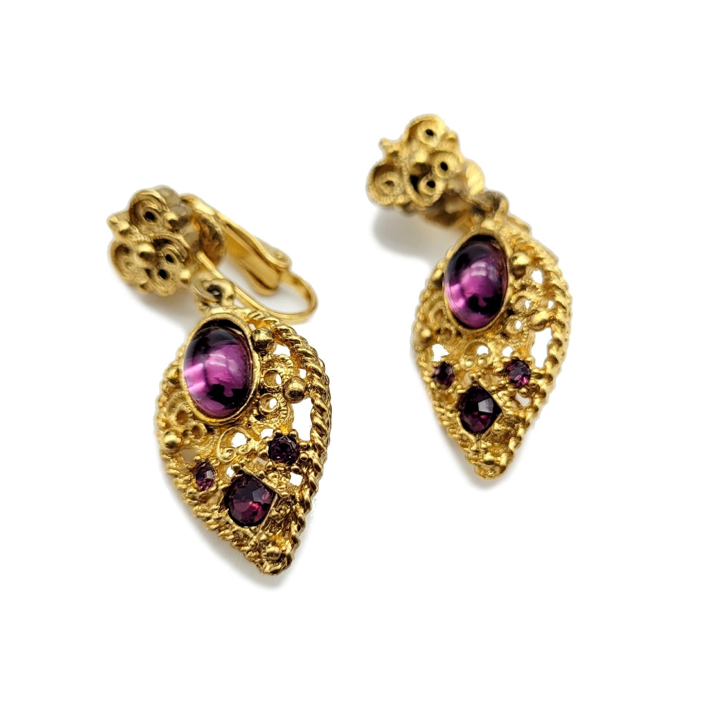 Vintage French purple cabochon Earrings - Secondista